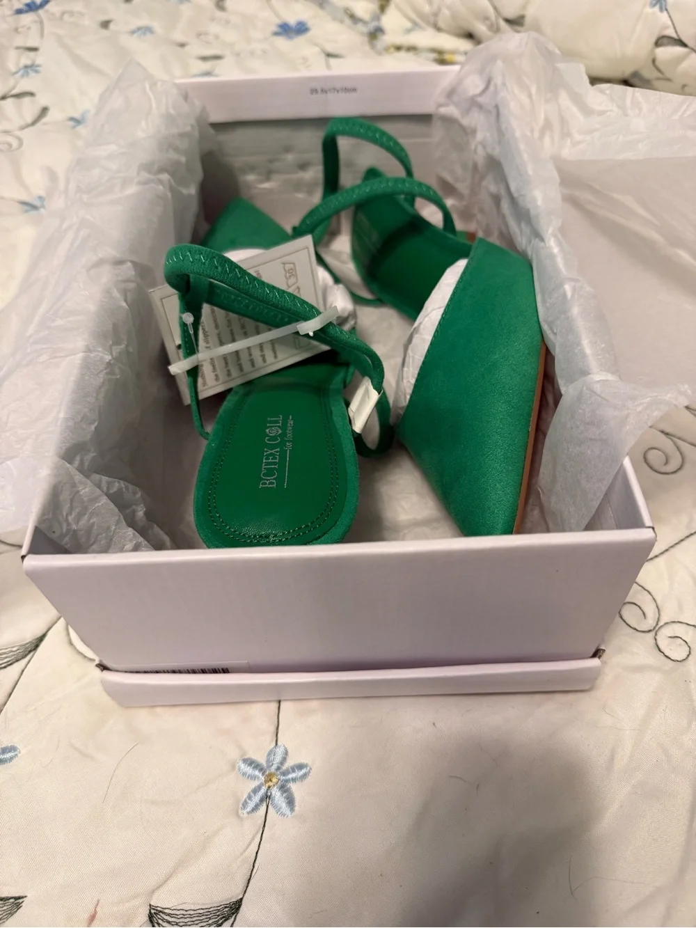 Green Pointed-Toe Ankle-Tie Heels